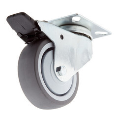 Опора колесная поворотная пластик/резина со стопором 75 мм серая (1 шт.) - фото 1