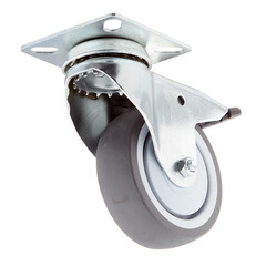 Опора колесная поворотная пластик/резина со стопором 75 мм серая (1 шт.) - фото 3