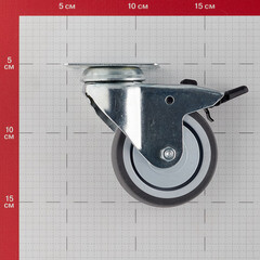 Опора колесная поворотная пластик/резина со стопором 75 мм серая (1 шт.) - фото 2