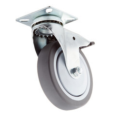 Опора колесная поворотная пластик/резина со стопором 100 мм серая (1 шт.) - фото 3