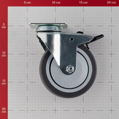 Опора колесная поворотная пластик/резина со стопором 100 мм серая (1 шт.) - фото 2