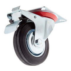 Опора колесная поворотная сталь/резина со стопором 100 мм черная (1 шт.) - фото 1