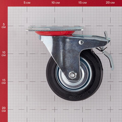Опора колесная поворотная сталь/резина со стопором 100 мм черная (1 шт.) - фото 2
