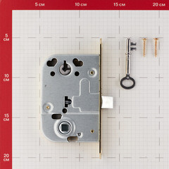 Замок врезной 2014 для межкомнатной двери под фиксатор золото 1 ключ - фото 3