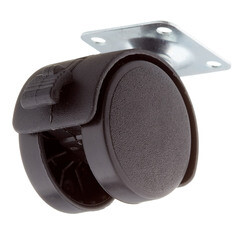 Ролик двойной на площадке со стопором d40 мм (черный/черный) - фото 1