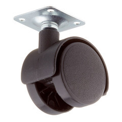 Ролик двойной на площадке со стопором d40 мм (черный/черный) - фото 2