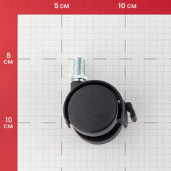 Ролик двойной со штифтом 10 мм пластик d40 мм (черный) - фото 2