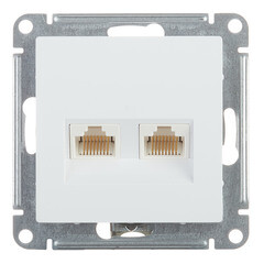 Изображение товара Розетка компьютерная Systeme Electric AtlasDesign встраиваемая белая 2хRJ45 (ATN000185)