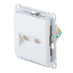 Розетка компьютерная Systeme Electric AtlasDesign встраиваемая белая 2хRJ45 (ATN000185) - фото 4