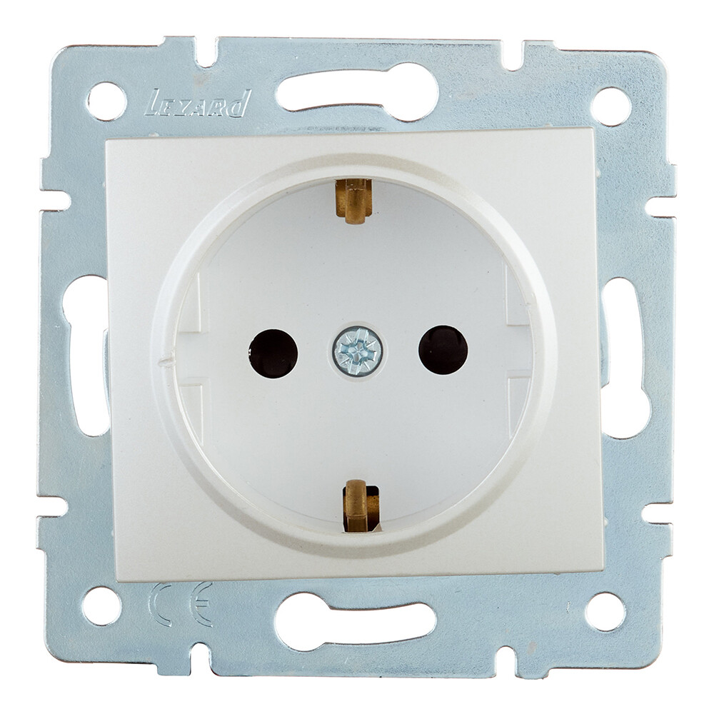 Изображение товара Розетка Lezard Karina жемчужно-белая со шторками 707-3088-124B