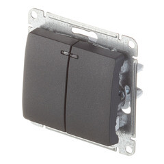 Выключатель Systeme Electric Glossa двухклавишный встраиваемый антрацит с подсветкой (GSL000753) - фото 2