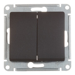 Изображение товара Переключатель Systeme Electric Glossa двухклавишный встраиваемый антрацит (GSL000765)