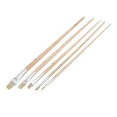 Набор кистей плоских натуральная щетина деревянная ручка Hardy для масляных краскок и лаков (5 шт.)