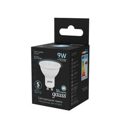 Лампа светодиодная Gauss GU10 4100К 9 Вт 830 Лм 150-265 В рефлектор MR16 матовая - фото 3