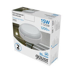 Светильник светодиодный накладной Gauss Elementary 6500К 15 Вт IP65 белый опал (126411315) - фото 2