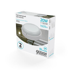 Светильник светодиодный накладной Gauss Elementary ДБП-20 4000К 20 Вт IP65 белый опал (126411220) - фото 3