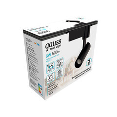 Светодиодный трековый светильник однофазный Gauss Track Light 4000К 6 Вт 4 кв.м черный (TR076) - фото 3