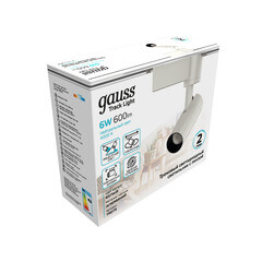 Светодиодный трековый светильник однофазный Gauss Track Light 4000К 6 Вт 4 кв.м белый (TR075) - фото 2