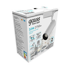 Светодиодный трековый светильник однофазный Gauss Track Light 4000К 32 Вт 3 кв.м белый (TR072) - фото 4