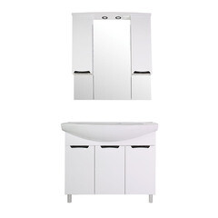 Зеркальный шкаф АСБ-Мебель Мессина 95х102х18 см с подсветкой белый - фото 2