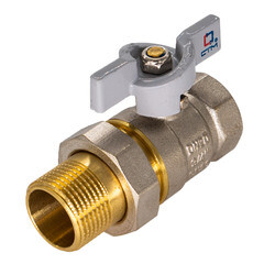 Кран шаровой латунный СТМ Стандарт 1 ВР(г) х 1 НР(ш) бабочка с накидной гайкой прямой (CWAFM001) - фото 1