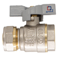 Кран шаровой латунный CTM Стандарт 20 обж(ц) х 1/2 ВР(г) для металлопластиковых труб бабочка прямой (CWPF1220) - фото 6