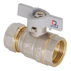 Кран шаровой латунный CTM Стандарт 20 обж(ц) х 1/2 ВР(г) для металлопластиковых труб бабочка прямой (CWPF1220) - фото 5