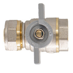 Кран шаровой латунный CTM Стандарт 20 обж(ц) х 1/2 ВР(г) для металлопластиковых труб бабочка прямой (CWPF1220) - фото 4