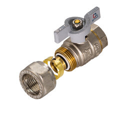 Кран шаровой латунный CTM Стандарт 20 обж(ц) х 1/2 ВР(г) для металлопластиковых труб бабочка прямой (CWPF1220) - фото 2