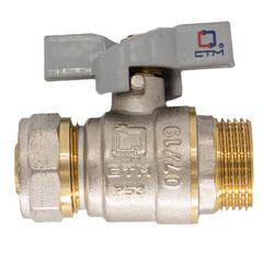 Кран шаровой латунный CTM Стандарт 20 обж(ц) х 1/2 НР(ш) для металлопластиковых труб бабочка прямой (CWPM1220) - фото 6