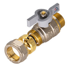 Кран шаровой латунный CTM Стандарт 20 обж(ц) х 1/2 НР(ш) для металлопластиковых труб бабочка прямой (CWPM1220) - фото 3