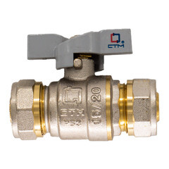 Кран шаровой латунный CTM Стандарт 16 обж(ц) х 20 обж(ц) для металлопластиковых труб бабочка прямой (CWPB1620) - фото 6