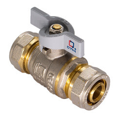 Кран шаровой латунный CTM Стандарт 16 обж(ц) х 20 обж(ц) для металлопластиковых труб бабочка прямой (CWPB1620) - фото 5