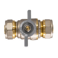 Кран шаровой латунный CTM Стандарт 16 обж(ц) х 20 обж(ц) для металлопластиковых труб бабочка прямой (CWPB1620) - фото 4