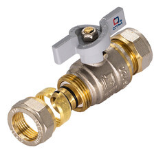 Кран шаровой латунный CTM Стандарт 16 обж(ц) х 20 обж(ц) для металлопластиковых труб бабочка прямой (CWPB1620) - фото 2