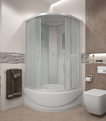 Душевая кабина Erlit Comfort 90х90х215 см стекло матовое 4 мм с высоким поддоном полукруг - фото 4