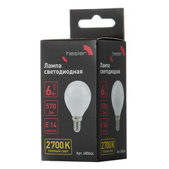 Лампа светодиодная Hesler E14 2700К 6 Вт 570 Лм 230 В шар матовая - фото 4