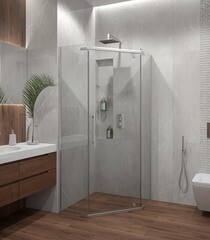 Душевой уголок Erlit Comfort хром 100х100х200 см пятиугольник стекло прозрачное 6 мм (ER10110V-C1) - фото 3