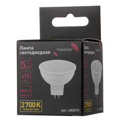 Лампа светодиодная Hesler GU5.3 2700К 5 Вт 475 Лм 230 В рефлектор MR16 матовая - фото 2