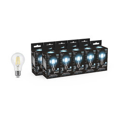 Изображение товара Лампа светодиодная филаментная Gauss E27 4100К 10 Вт 970 Лм 185-265 В груша А60 прозрачная (10 шт.)