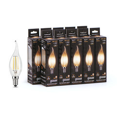 Лампа светодиодная филаментная Gauss E14 2700К 5 Вт 420 Лм 150-265 В свеча на ветру прозрачная (10 шт.) - фото 1