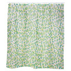 Штора для ванной комнаты Аквалиния Peva 180х180 см зеленая мозаика (S-C016-1)
