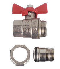 Кран шаровой латунный Valtec Base 1/2 ВР(г) х 1/2 НР(ш) бабочка с полусгоном прямой (VT.227.N.04) - фото 6