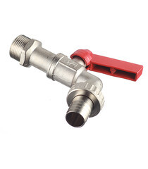 Кран шаровой латунный Valtec 3/4 НР(ш) х 3/4 НР(ш) ручка со штуцером угловой (VT.051.N.05) - фото 2