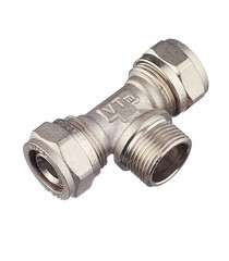 Тройник VALTEC (VTm.333.N.200520) 20 обж(ц) х 3/4 НР(ш) х 20 обж(ц) - фото 1