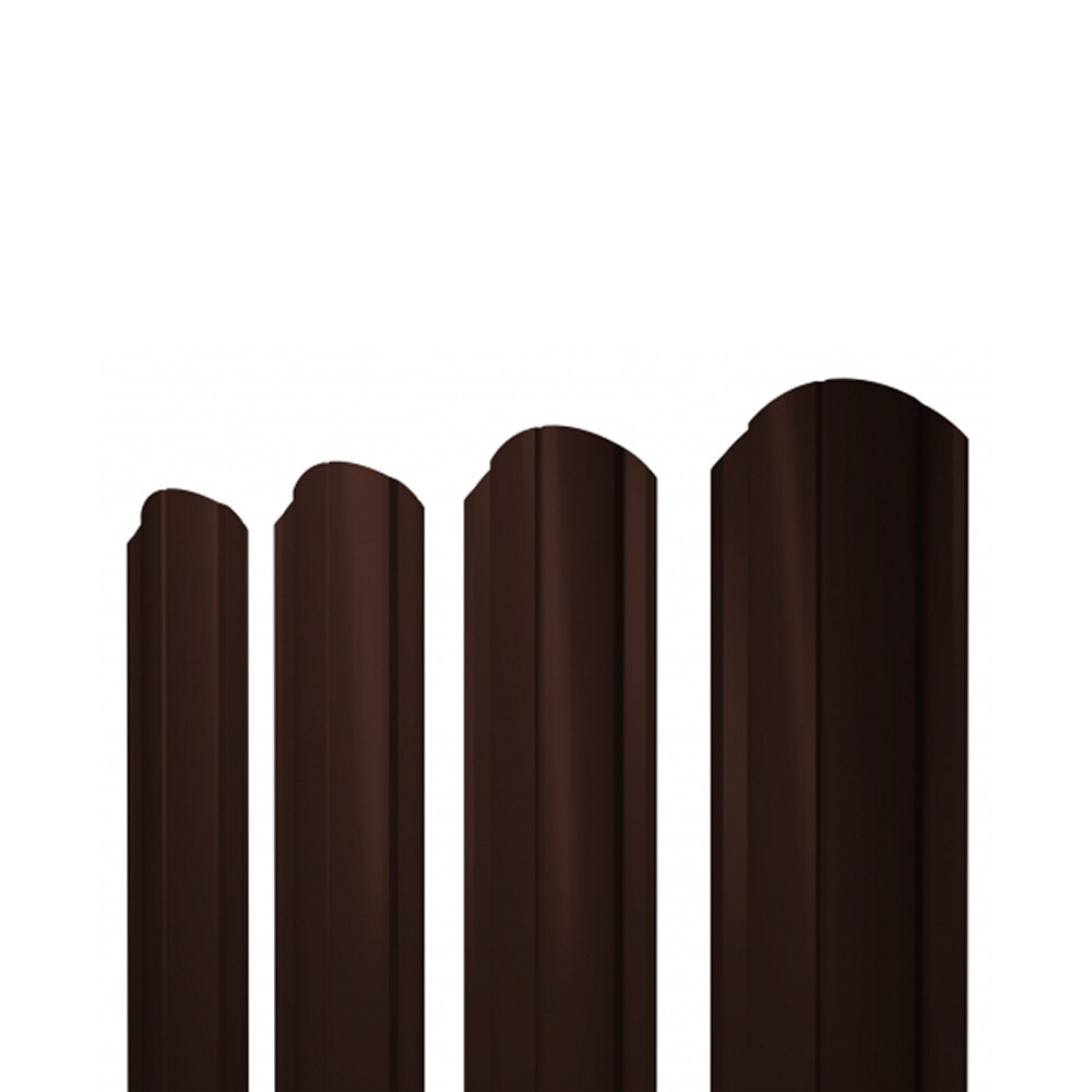 Изображение товара Евроштакетник двухсторонний круглый 0,45 мм 128х2000 коричневый RAL 8017