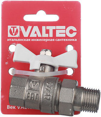 Кран шаровой латунный Valtec Base 1/2 ВР(г) х 1/2 НР(ш) бабочка с полусгоном прямой (VT.227.NW.04) - фото 6