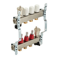 Коллекторная группа со встроенными расходомерами в сборе Valtec 1 ВР(г) х 3 выхода 3/4 НР(ш) ЕК х 1 ВР(г) - фото 4