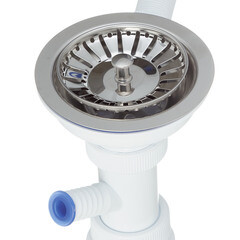 Сифон для мойки Wirquin Virplast 3 1/2х40 мм с выпуском d114 мм с отводом с переливом с фильтр-пробкой (30987089) - фото 2