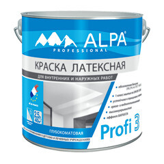 Краска латексная Alpa Профи 3 для стен и потолков прозрачная основа C 2,27л